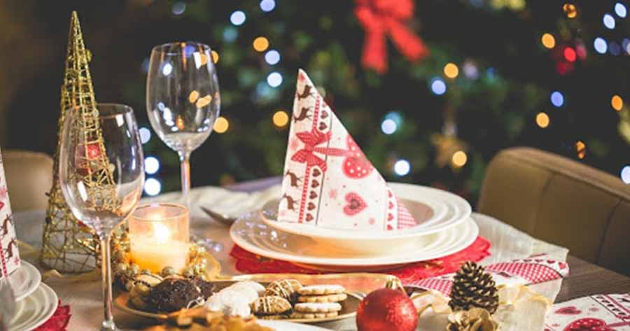 table filled with Christmas snacks