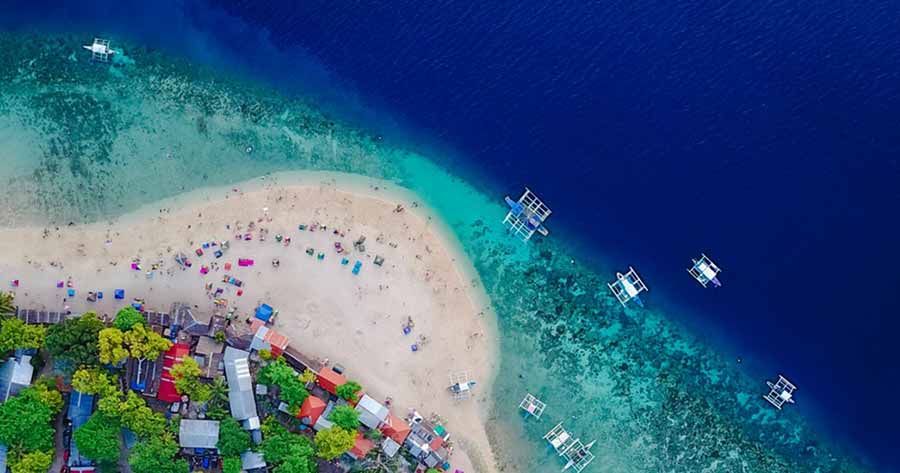 An aerial view of an island in the Philippines.